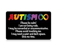 Autism Autistic Non-Verbal Autism Spectrum Disorder (ASD) Anxious Card with Writable Panel and Patterned Lanyard, Autism Emergency Contact Card (I Have Autism)