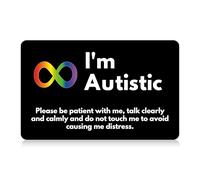 Autism Autistic Non-Verbal Autism Spectrum Disorder (ASD) Anxious Card with Writable Panel and Patterned Lanyard, Autism Emergency Contact Card (I`m Autistic)