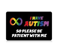 Autism Autistic Non-Verbal Autism Spectrum Disorder (ASD) Anxious Card with Writable Panel and Patterned Lanyard, Autism Emergency Contact Card (I Have Autism Please Be Patient)