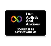 Autism Autistic Non-Verbal Autism Spectrum Disorder (ASD) Anxious Card with Writable Panel and Patterned Lanyard, Autism Emergency Contact Card (Autistic Anxious)