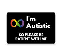 Autism Autistic Non-Verbal Autism Spectrum Disorder (ASD) Anxious Card with Writable Panel and Patterned Lanyard, Autism Emergency Contact Card (I`m Autistic So Please Be Patient)
