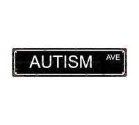 AUTISM AVE Mental State Vintage Metal Tin Sign, Street Sign 16 x 4 Inch