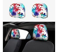 Autism Awarenes 2pcs Personalized Embroidery Soft Breathable Car Seat Headrest Cover Protection Auto Accessories