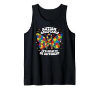 Autism Awareness Acceptance Different is Okay Butterfly Tank Top
