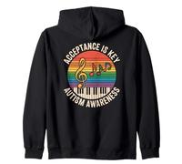 Autism Awareness Acceptance Is Key Fun Piano Music Zip Hoodie