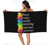 Autism Awareness Always Unique Totally Interesting Sometimes Mysterious Beach Towel, Soft Shower Towels Durable Swim Towel For Pool Women Swim 80X130Cm