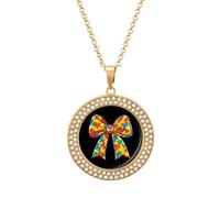 Autism Awareness Bow Necklace for Women Adjustable Jewelry Pendant for Mom Wife Girlfriend Gifts Golden-style