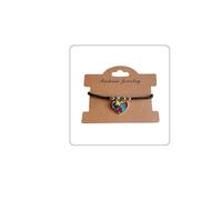 Autism Awareness Bracelet, Handmade Adjustable braided Puzzle Piece Jigsaw Heart Charm Red String Bracelet Diversity Rope Bracelets Jewelry Gifts for Women Autistic Autism Population, 8.1In, 合金, no