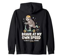 Autism Awareness Brave At My Own Speed Sloth Confidence Kids Zip Hoodie