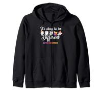Autism Awareness Cat It’s Ok to Be Different Finny Autistic Zip Hoodie