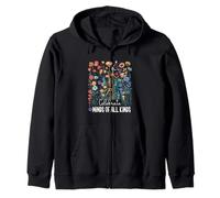 Autism Awareness Celebrate Minds Of All Kinds Wildflower Zip Hoodie