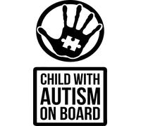 Autism Awareness Child with Autism On Board Jigsaw Puzzle Hand Vinyl Decal Sticker (White Gloss)