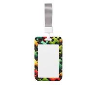 Autism-Awareness-Colorful-Puzzle Abs Vertical Id Badge Holder, Name Badge with Clear Scanning Film