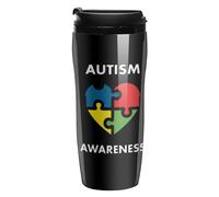 Autism Awareness Cute Coffee Cup Travel Mug with Leakproof Lid Double Wall Tumbler Water Bottle 350ml