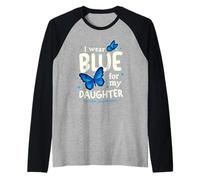 Autism Awareness Daughter Blue Butterfly Support Raglan Baseball Tee