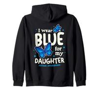 Autism Awareness Daughter Blue Butterfly Support Zip Hoodie