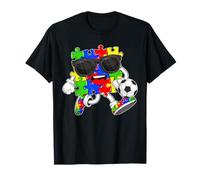 Autism Awareness Day Autistic Kids Boys Puzzles Plays Soccer T-Shirt