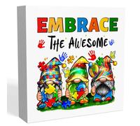 Autism Awareness Decorations,Autism Sign,Autism Decor for Home Classroom Bedroom Nursery,Color Puzzle Embrace the Awesome Sign,Positive Gifts for Autism Child Kids 5x5 Inch