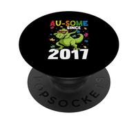 Autism Awareness Dinosaur Au-Some Since 2017 6th Birthday PopSockets Adhesive PopGrip
