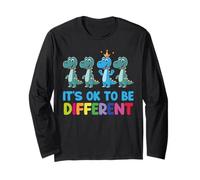 Autism Awareness Dinosaur Kid Boys It is Ok to Be Different Long Sleeve T-Shirt