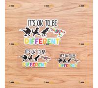 Autism Awareness Dinosaurs Its Ok to Be Different Autistic Puzzle Piece Sticker Decal Vinyl - 3 Pack Reflective, 7.6cm, 10.2cm, 15.2cm - for Car Boat Laptop Cup