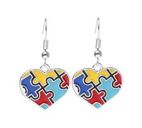 Autism Awareness Earrings - Colorful Puzzle Piece Jewelry, Gift for Autism Teachers, Moms, and Supporters, Hypoallergenic Alloy Earrings for Women, M, Brass, No Gemstone