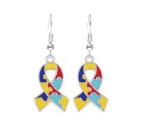 Autism Awareness Earrings - Colorful Puzzle Piece Jewelry, Gift for Autism Teachers, Moms, and Supporters, Hypoallergenic Alloy Earrings for Women, M, Brass, No Gemstone