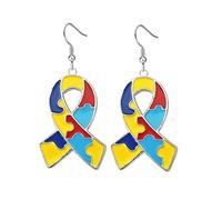 Autism Awareness Earrings for Women Autism Moms Women Puzzle Piece Jewelry Ideas Earings Autism Awareness Puzzle Geometric Statement Earrings Jewelry, 1, Metal, No Gemstone