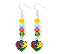 Autism Awareness Earrings Puzzle Piece Dangle Earrings Autism Jewelry Gift, M, Zinc, No Gemstone
