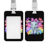 Autism Awareness Elephant Funny ID Badge Holder with Lanyard Name Card Holders for Work Nurse Teacher
