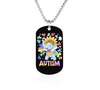 Autism Awareness Elephant Memorial Necklaces Lightweight Pendant Necklace Personality Jewelry Gift for Men Women