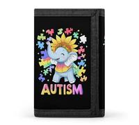 Autism Awareness Elephant Trifold Men's Wallets with 8 Card Slots & Key Hook Slim Travel Purse Money Clip