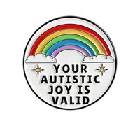 Autism Awareness Enamel Lapel Pin Rainbow Puzzle Autism Support Brooch for Clothes Backpacks Hats, Zinc, no gemstone