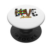 Autism Awareness Family Mom Dad Autistic Leopard Cow Prints PopSockets Adhesive PopGrip