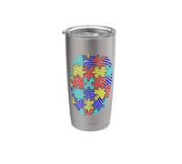 Autism Awareness Fingerprint Puzzle Color Neurodiversity Stainless Steel Insulated Tumbler