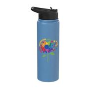 Autism Awareness Flower - Accept Understand Love Autism Mom Stainless Steel Insulated Water Bottle