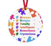 Autism Awareness Gift Christmas Ornament Autism Mom Gifts Ceramic Ornament Gifts for Autistic Adults Best Autism Awareness Gifts for Mom Teacher Christmas Tree Ornaments Thank You Gift for Autism Mom