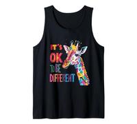 Autism Awareness Giraffe Animal Lover Its Ok to Be Different Tank Top