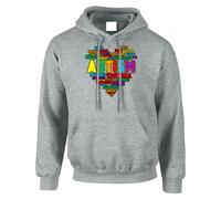 Autism Awareness Heart Mens Kids Hoody Christmas Jumper Inspirational Word Cloud Support Autism Pullover Colorful Gift Sport Grey - Youth Large (Age 9-11)