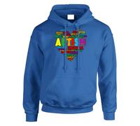 Autism Awareness Heart Mens Kids Hoody Jumper Inspirational Word Cloud Support Autism Pullover Colorful Gift Royal Blue - Youth X-Small (Age 3-4)