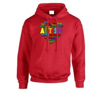 Autism Awareness Heart Mens Kids Hoody Jumper Inspirational Word Cloud Support Autism Pullover Colorful Gift Red - Youth Small (Age 5-6)