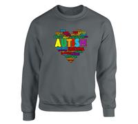 Autism Awareness Heart Mens Kids Sweatshirt Christmas Jumper Colorful Word Cloud Support Autism Top Inspirational Attributes Gift Charcoal - Medium