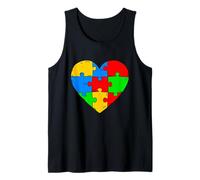 Autism Awareness Heart Puzzle Piece Teacher Support Squad Tank Top