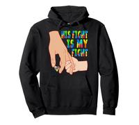 Autism Awareness His Fight Is My Fight Raising Child Mom Kid Pullover Hoodie