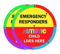 Autism Awareness Home Safety Sticker 6" x 6" Autistic Child Lives Here Vinyl Labels Emergency Responders Special Needs Warning Sign for Home House Window Door 2pcs