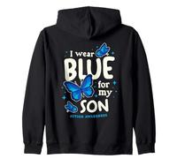 Autism Awareness I Wear Blue For My Son Support Zip Hoodie