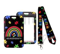 Autism Awareness ID Badge 1Pcs ADHD Lanyard with Card Holder, Mental Health Support Gifts, Hidden Disability Card, for Kids Teens Girls Boys Women Men for ID Badge, Black