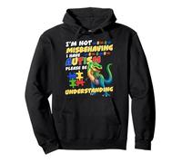 Autism Awareness I'm Not Misbehaving I Have Autism Dinosaur Pullover Hoodie