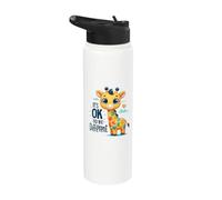 Autism Awareness Its Ok to Be Different Cute Giraffe Stainless Steel Insulated Water Bottle