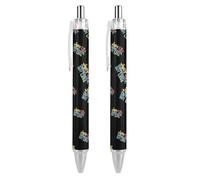 Autism Awareness Just Different Not Less Black Retractable Ballpoint Pen 0.5mm Fine Point Work Pen Quick Dry Smooth Write Pens